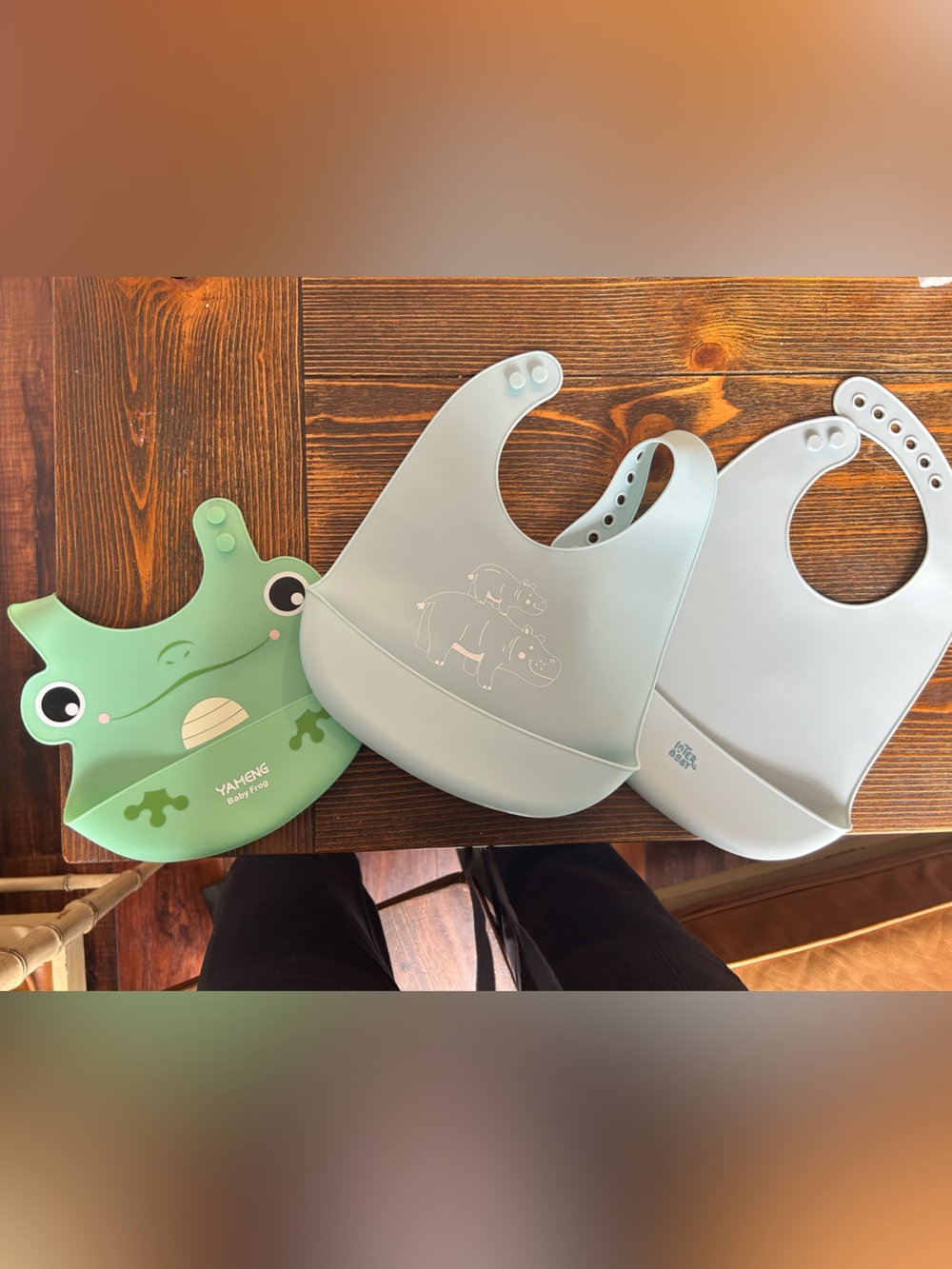 IKEA Kids Silicone Bibs - Green Frog & Light Mint Set 3 pcs